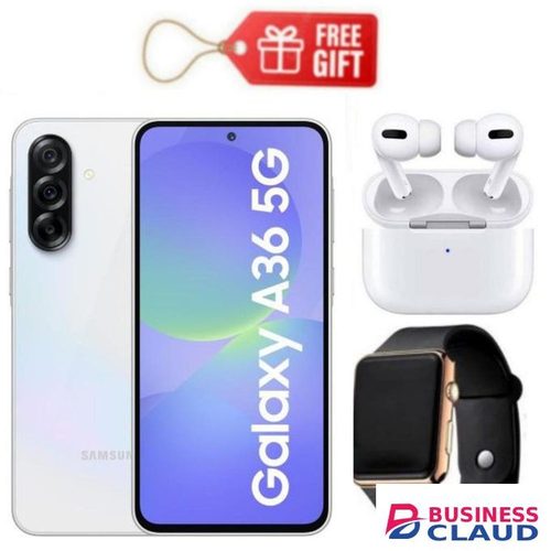 Samsung Galaxy A36 5G, Display 6.7", Storage 128GB + 6GB RAM (Dual SIM) 4G, 50MP, 5000mAh- White+ Free Gifts