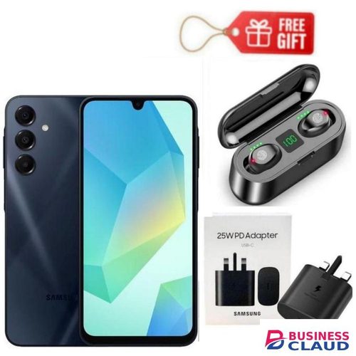Samsung GALAXY A16, Display 6.7'',Storage 256GB ROM + 8GB RAM -(DUAL SIM) 50MP,4G, 5000mAh, Black+ Adapter & F9 Earbuds