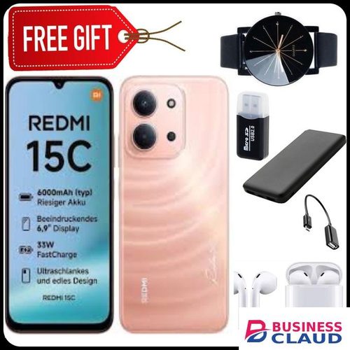 XIAOMI Redmi 15C, 6.9'',up to 12GB Extended RAM+128GB Storage, Battery: 6000 mAh,1 YEAR WARRANTY - Orange + Web watch + OTG + Earpods+ Powerbank+ Cardreader