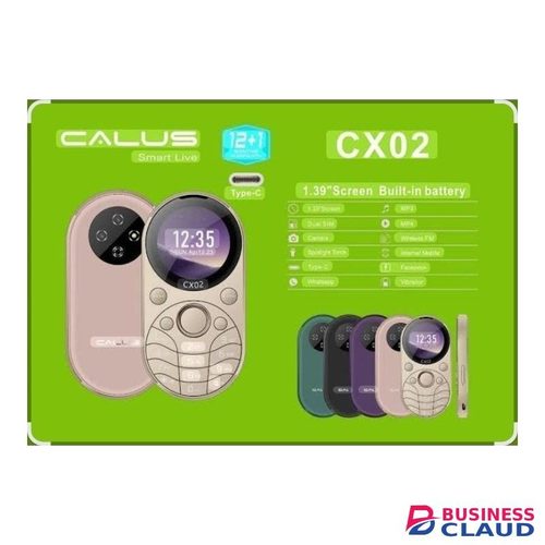 CALUS CX02, Screen: 1.39-inch Camera 4MP SIM: Dual SIMType-C USB port Connectivity: Internet access (WhatsApp, Facebook) Multimedia & Features: FM radio support (wireless), MP3/MP4 player, spotlight torch Storage: Expandable storage Battery: Built-in batt