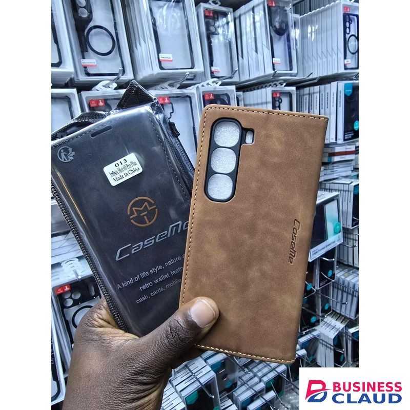 Brown Luxury Edition Retro Leather Wallet Case for Infinix Hot 60 Pro Plus (Infinix Hot 60 Pro+)– Stylish PU Leather, Card Slots, Zipper Storage & Magnetic Flap