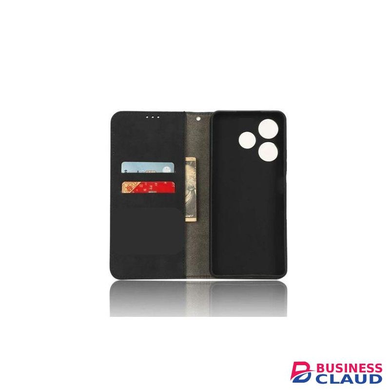 Infinix Hot 30 Play Case, Wallet Black Retro Leather All-Round Protection Flip Cover Phone Cover