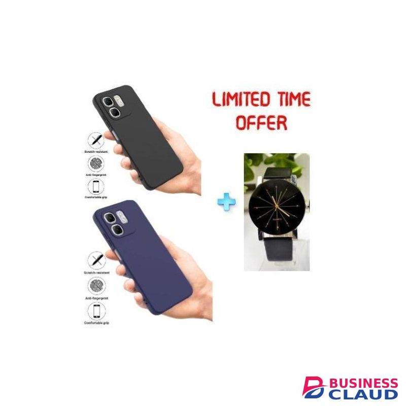 Infinix Hot 50i Two Solid Color Silicone Soft Phone Covers + Watch