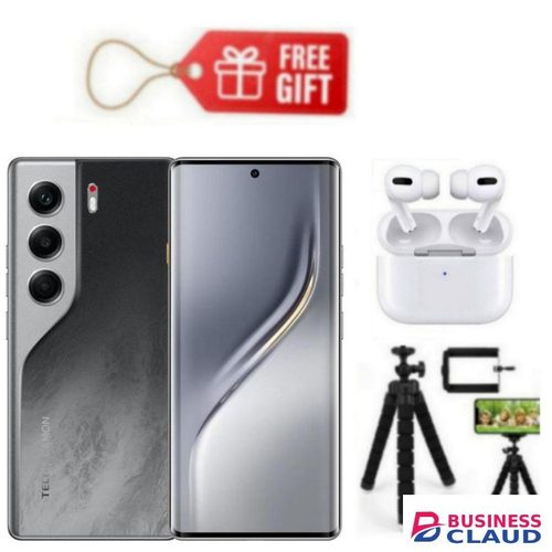 Tecno Camon 40 Pro, Display 6.78'', Storage 256GB ROM+ UP To 16GB RAM, 4G (Dual Sim) 5200mAh, Black + Tripod stand & Airpods