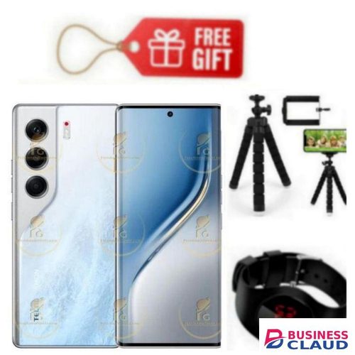 Tecno Camon 40 Pro, Display 6.78'', Storage 256GB ROM+ UP To 16GB RAM, 4G (Dual Sim) 5200mAh, Glacier White+ Tripod Stand & Watch