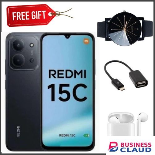 XIAOMI Redmi 15C, 6.9', Up to 8GB Extended RAM + 128GB Storage, 6000 mAh (Dual Sim) 1 Year warranty - Black+WebWatch+Earpods+Otg