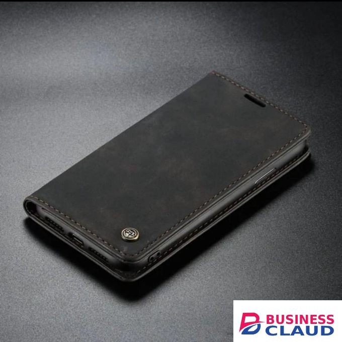 Caseme Infinix Hot 40 Pro Phone Case, Black Wallet-Style Retro Leather Flip Protective Cover