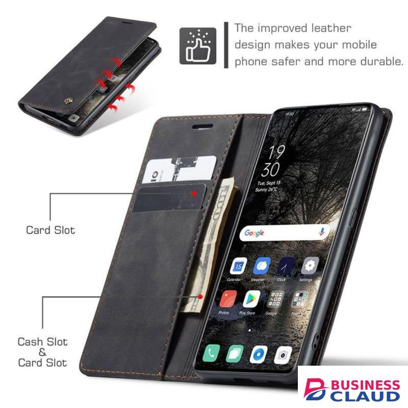 Infinix Hot 30i Phone Case, Wallet-Style Black Retro Leather Flip Cover with All-Round Protection