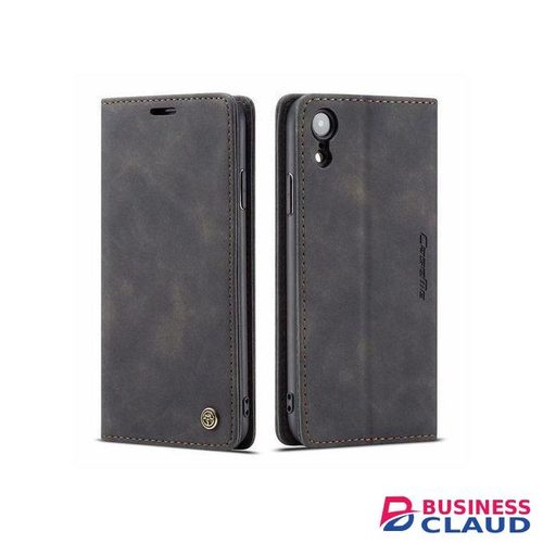 Caseme Phone Case For Wallet Retro Black Suede Leather Flip Case For IPHONE XR