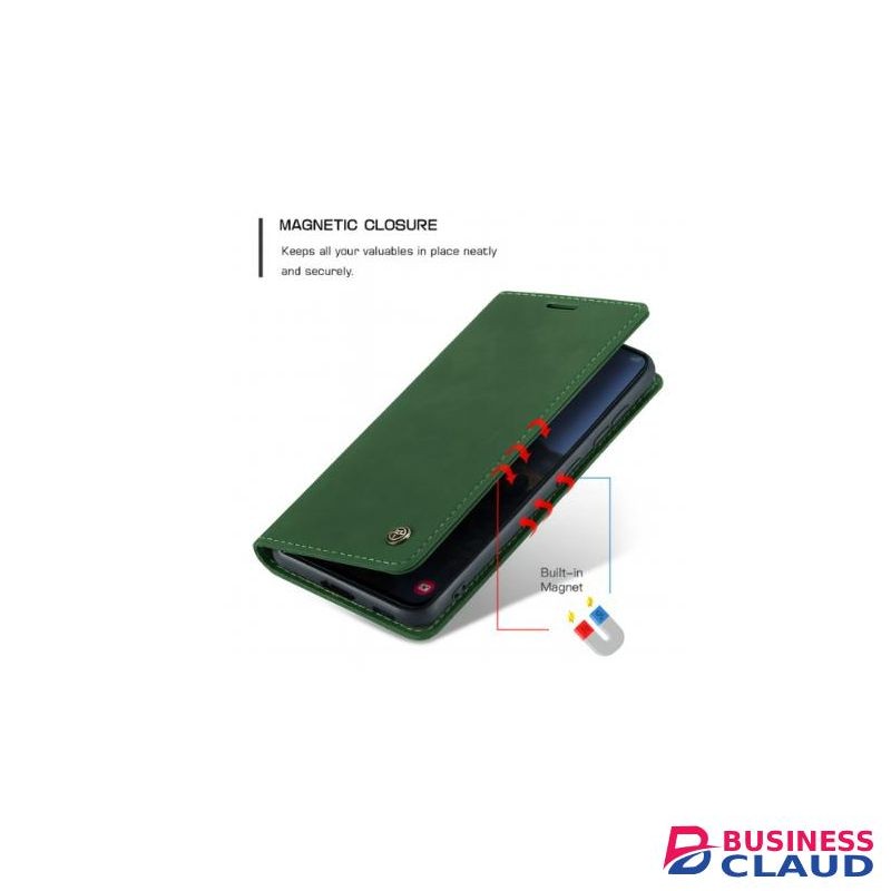 Infinix Hot 50 Retro Flip Wallet Suede Leather Cover Case, All-Round Protective Phone Case with Card Holder and Foldable Stand, Green