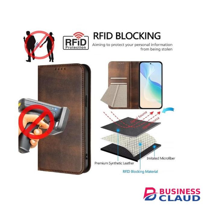 Infinix Hot 8 Phone Case Luxury Leather Flip Wallet Cover with Magnetic Closure, Shockproof Protection and Built-in Card Storage