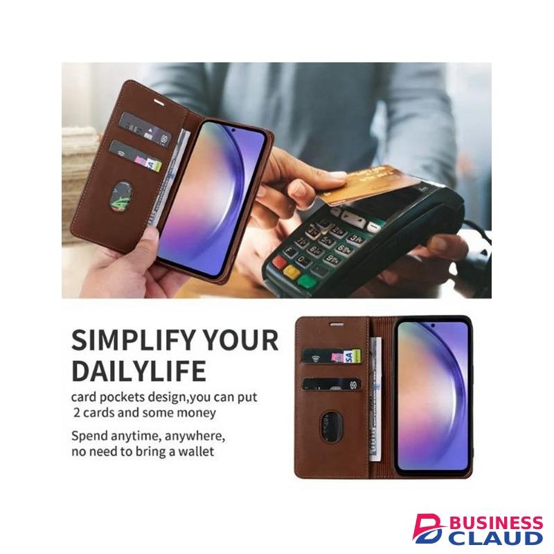 Infinix Hot 40i Premium Leather Flip Wallet Magnetic Cover Case, Protective Phone Cover with Card Slots, Kickstand and Magnetic Closure, Brown