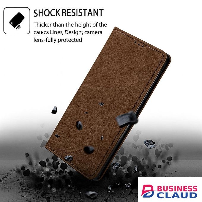 Infinix Hot 50i Premium Leather Flip Wallet Magnetic Cover Case, Protective Phone Cover with Card Slots, Kickstand and Magnetic Closure, Brown