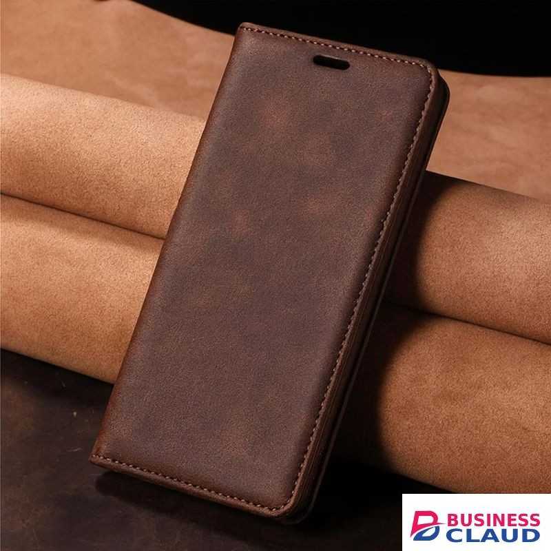 Infinix Hot 8 Premium Leather Flip Wallet Magnetic Cover Case, Protective Phone Cover with Card Slots, Kickstand and Magnetic Closure, Brown