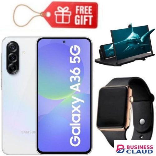 Samsung Galaxy A36 5G, Display 6.7", Storage 256GB + 8GB RAM (Dual SIM) 4G, 50MP, 5000mAh- White+ Watch & Magnifier