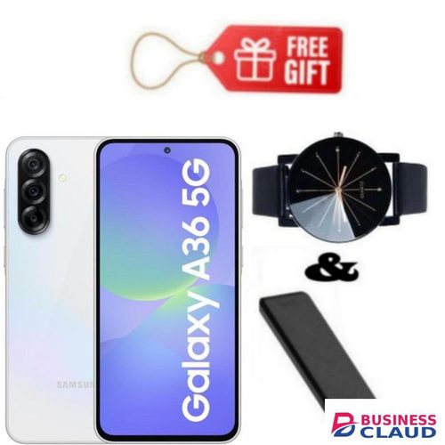 Samsung Galaxy A36 5G, Display 6.7", Storage 256GB + 8GB RAM (Dual SIM) 4G, 50MP, 5000mAh- White+ Power Bank & Watch