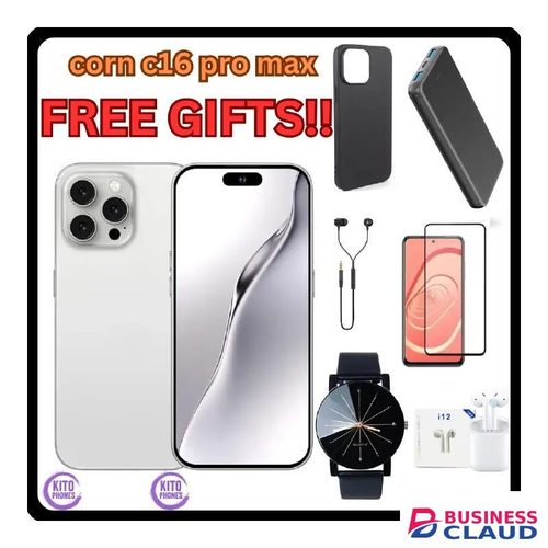 Corn C16 Pro Max 64GB Storage +5(2+3Extended) RamUnlocked Cell Phone, Android 6.6"HD +WATERDROP SCREEN 13MP Main Camera,8mp Front camera 5000mAh Dual SIM + FREE GIFTS ( SCREEN PROTECTOR,COVER,EARPHONES,POWERBANK,WATCH.EARPODS