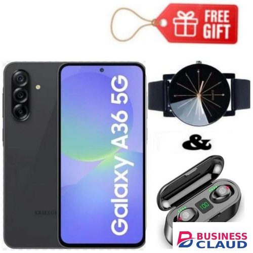 Samsung Galaxy A36 5G, Display 6.7", Storage 256GB + 8GB RAM (Dual SIM) 4G, 50MP, 5000mAh- Black+ Watch & F9 Ear Buds