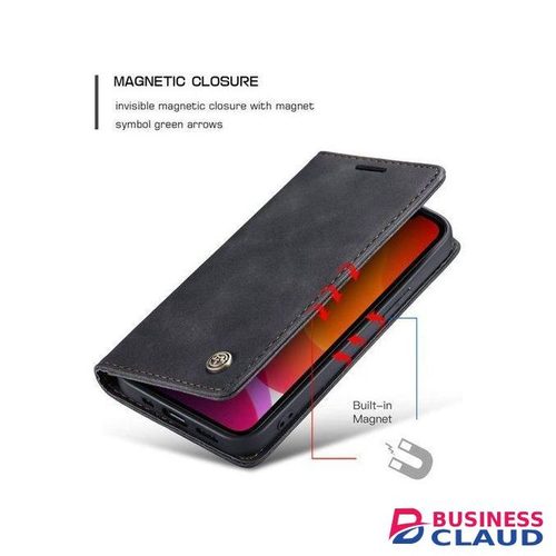 Caseme Phone Case For Wallet Retro Black Suede Leather Flip Case For IPhone 13 Pro Max