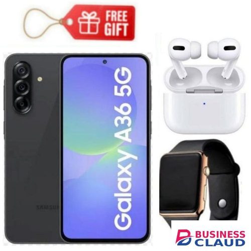 Samsung Galaxy A36 5G, Display 6.7", Storage 256GB + 8GB RAM (Dual SIM) 4G, 50MP, 5000mAh- Black+ Air Pods & Watch