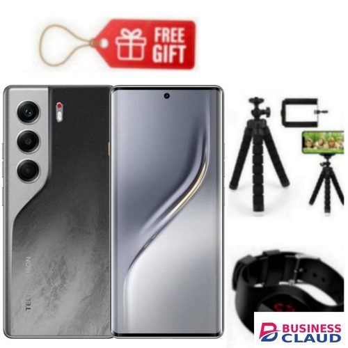 Tecno Camon 40 Pro, Display 6.78'', Storage 256GB ROM+ 8GB RAM, 4G (Dual Sim) 5200mAh, Black + Watch & Tripod stand