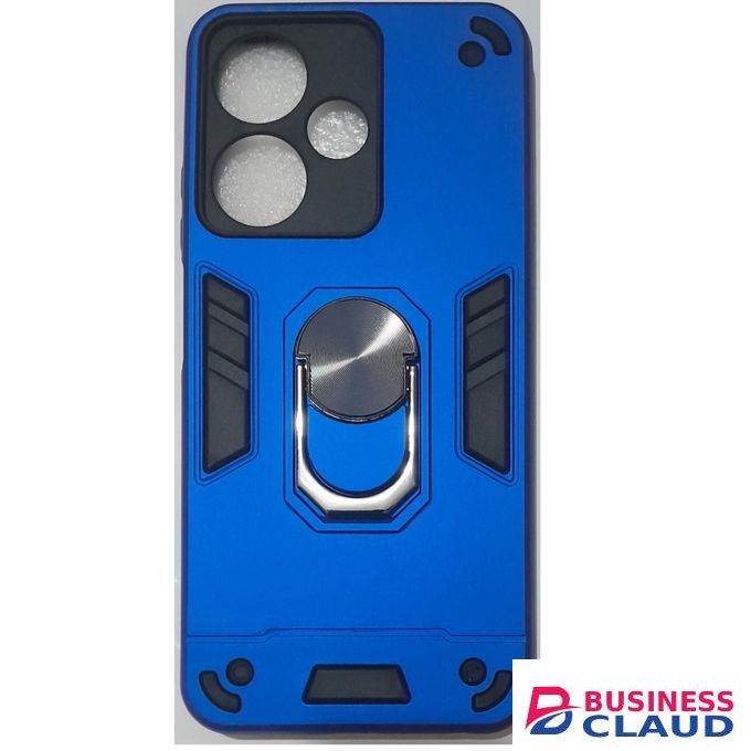Infinix Hot 30I Shockproof Hybrid Armor Magnetic Ring Stand Cover Case // Infinix Hot 30i Hard Cover Blue
