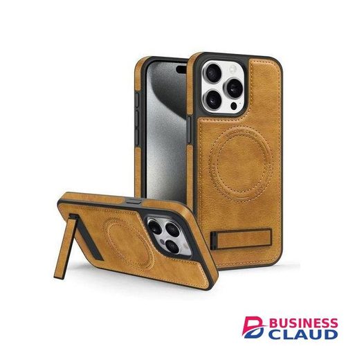 For iphone 16 Pro Case cover with Stand, Luxury Business Genuine Leather Magsafe Magnetic Kickstand Phone Case for iphone 16 Pro