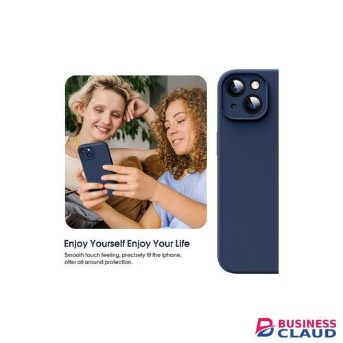 Liquid Silicone Case for iPhone 14 Layer Phone Case Protective Cover, Full Coverage Around Camera & Built-in Microfiber, 6.1", Navy Blue