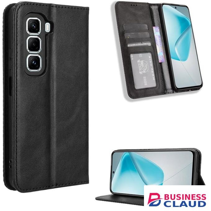 ID/Cards and Cash Wallet, All round Protection Leather Flip Cover Case for Infinix Hot 60 Pro+ (Hot 60 Pro Plus)