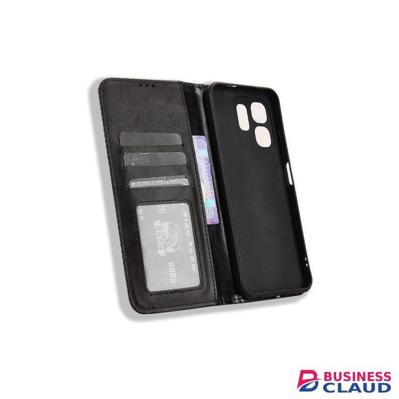 Wallet Black Retro Leather Flip All-Round Protection Cover Case For Infinix Hot 50i