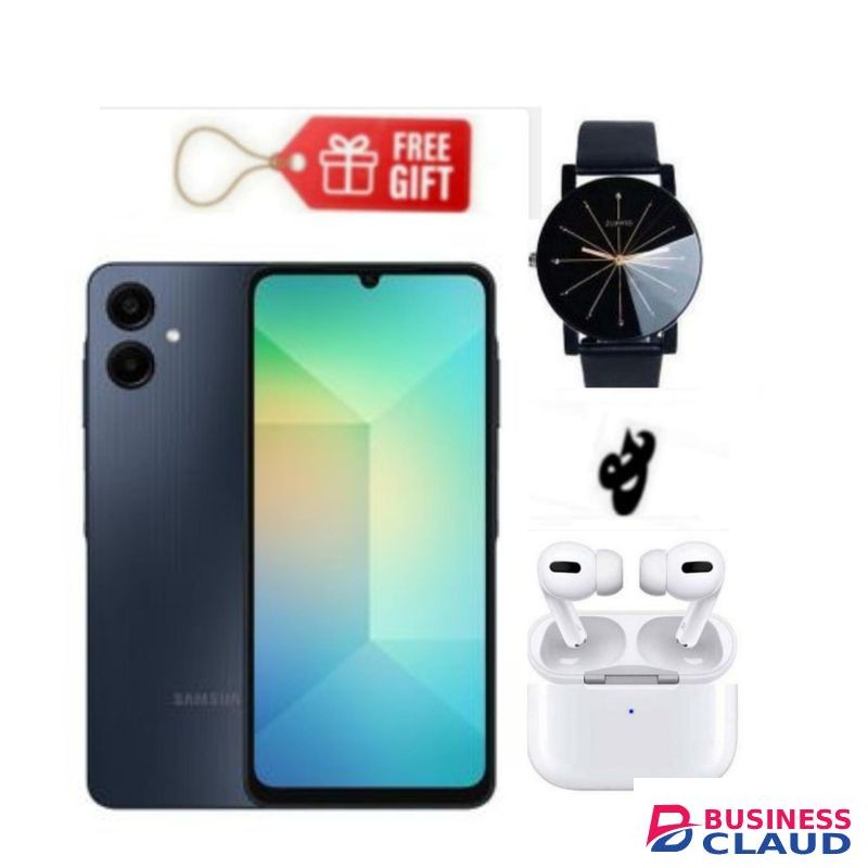 Samsung Galaxy A06, 6.7", 64GB + 4GB RAM (Dual SIM), 5000mAh, Black + Web Watch & Airpods