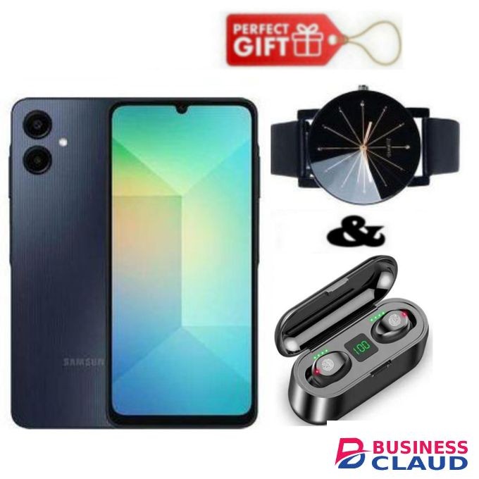 Samsung Galaxy A06, 6.7", 64GB + 4GB RAM (Dual SIM), 5000mAh, Black + Web Watch & F9 Earbuds