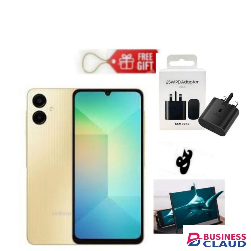 Samsung Galaxy A06, 6.7", 64GB + 4GB RAM (Dual SIM), 5000mAh Gold + Magnifier & Charging Adapter