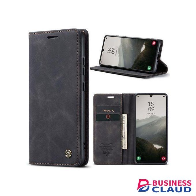 INFINIX HOT 50 CASEME LEATHER FLIP CASE WITH MAGNETIC CLOSURE, KICKSTAND AND ARD POCKETS (BLACK)