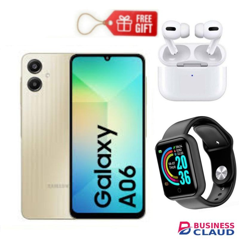 Samsung Galaxy A06, 6.7", 64GB ROM + 4GB RAM (Dual SIM), 5000mAh + Airpods & Smart Watch