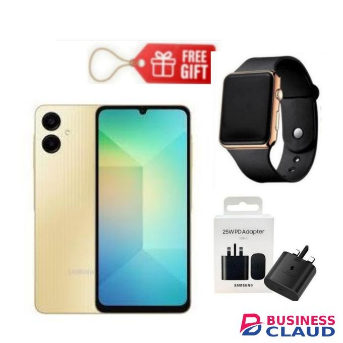 Samsung Galaxy A06, 6.7", 64GB + 4GB RAM (Dual SIM), 5000mAh Gold + Watch & Charging Adapter