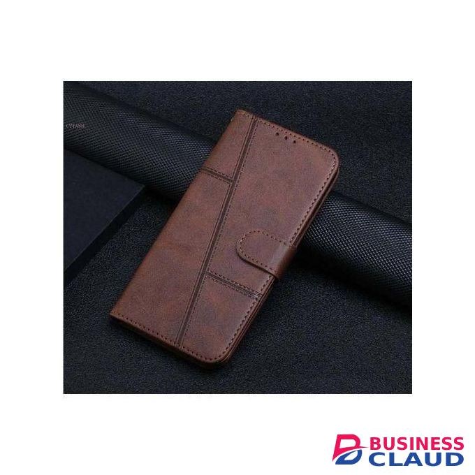 Richboss Premium Flip Wallet Leather Case for Infinix HOT 9 Stylish Book Cover with Card Slots and Full Protective Design - Royal Brown Leather