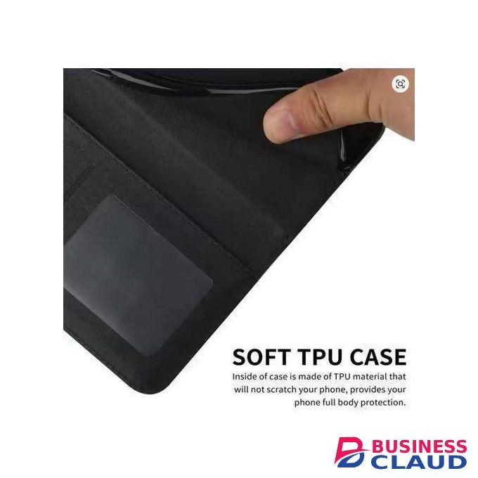 Richboss Premium Flip Wallet Leather Case for Infinix HOT 40 Stylish Book Cover with Card Slots and Full Protective Design - Classic Black Leather