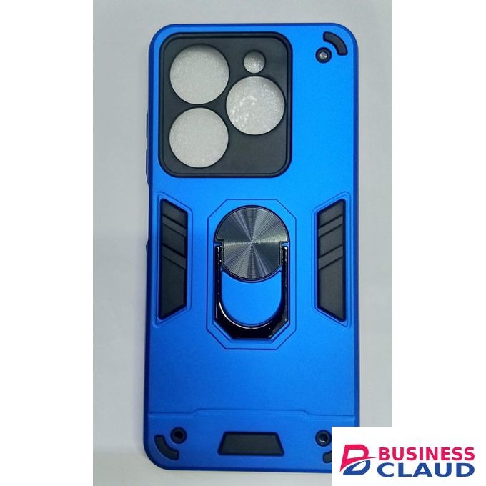Infinix Hot 40i Shockproof Hybrid Armor Magnetic Ring Stand Cover Case - Blue..