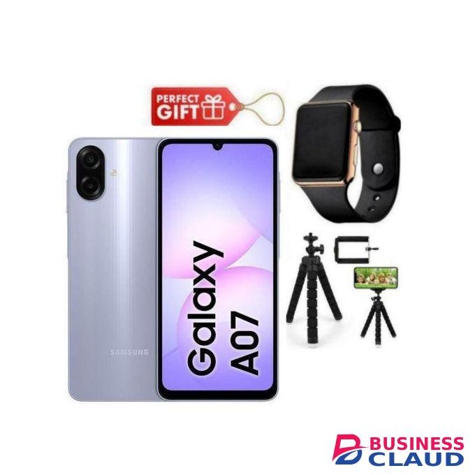 Samsung Galaxy A07, 6.7", 4GB RAM + 64GB RM (Dual SIM), 5000mAh, Light Violet + Tripod Stand & Airpods,,