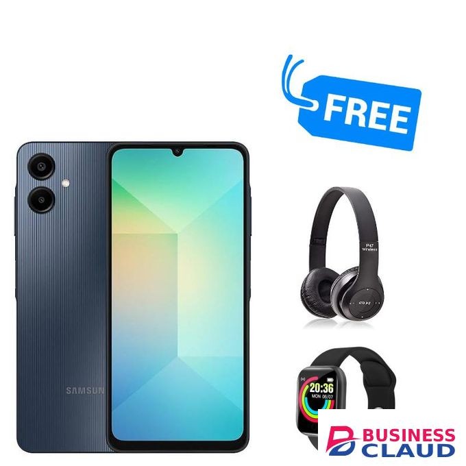 Samsung GALAXY A06,(128GB ROM +4GB RAM)DUAL SIM,4G,5000MAH,50MP,HEADPHONES & SMART WATCH