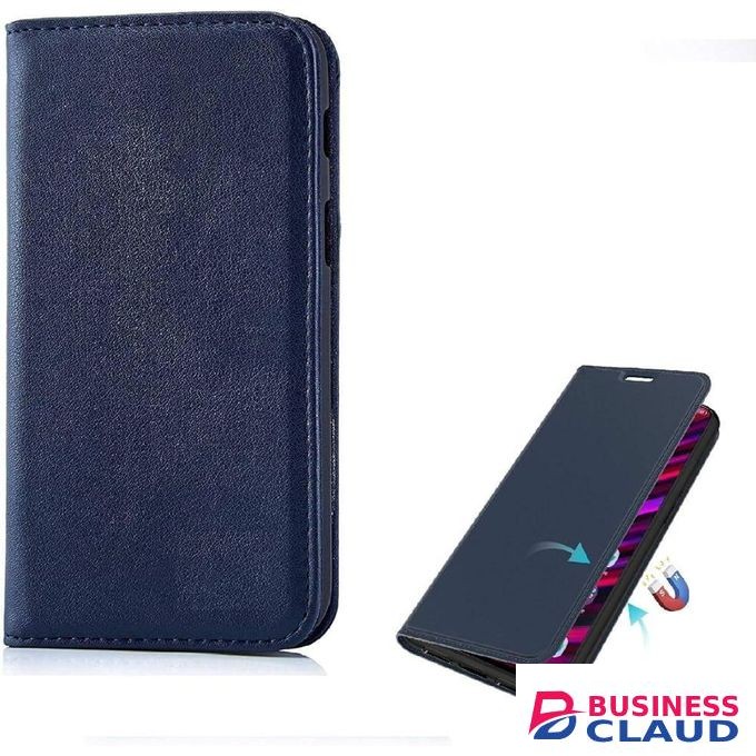 Richboss Premium Flip Wallet Leather Case for Infinix HOT 9 Play Stylish Book Cover with Card Slots and Full Protective Design - Elegant Blue Leather