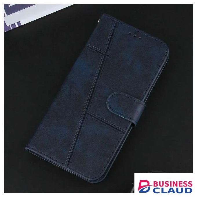 Richboss Premium Flip Wallet Leather Case for Infinix HOT 10 Lite Stylish Book Cover with Card Slots and Full Protective Design - Elegant Blue Leather