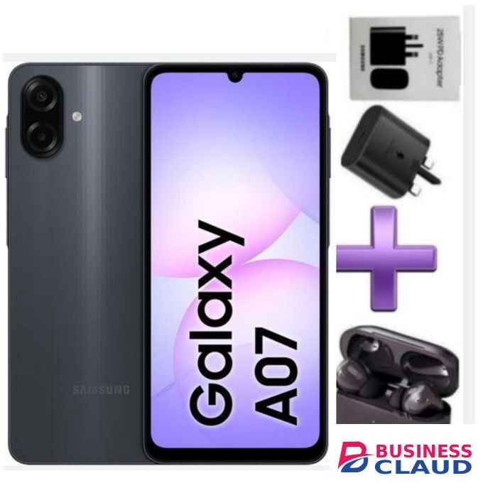Samsung Galaxy A07, 6.7'' Display, 4GB RAM+ 64GB ROM, 50MP Camera, 5000mAh-2 yrs warranty-+ADAPTER+EARPODS.Black_BLACK