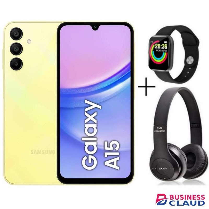 Samsung GALAXY A15, 6.5'' , 8GB RAM + 256GB ROM, (Dual Sim), 50MP, 5000mAh - Yellow + Free Gifts