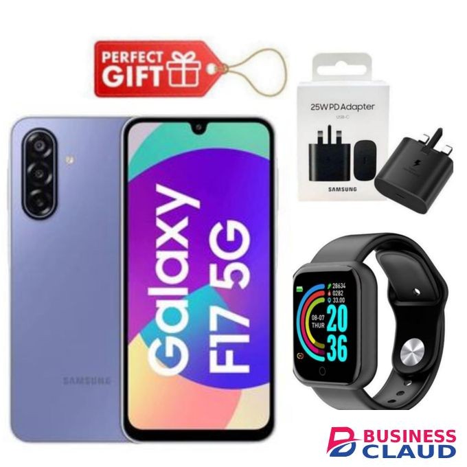 Samsung Galaxy F17 5G, 6.7", 128GB ROM + 4GB RAM (Dual SIM), 5000mAh, Violet + Adapter & Smart Watch