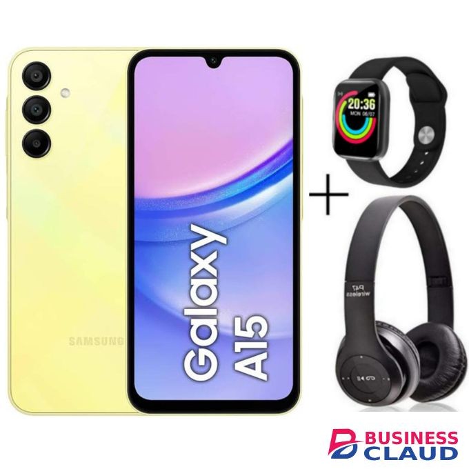 Samsung GALAXY A15, 6.5'' , 6GB RAM + 128GB ROM, (Dual Sim), 50MP, 5000mAh - Yellow + Free Gifts