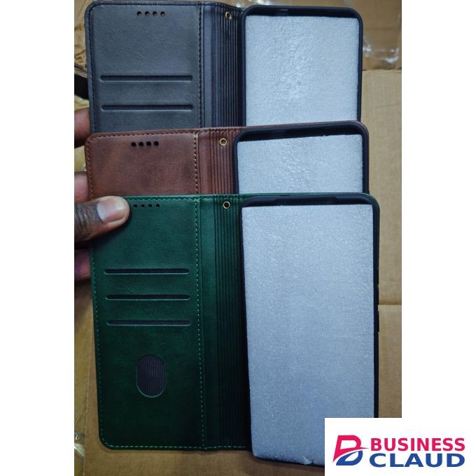 Black Premium Vintage Leather Flip Wallet Case for Infinix Hot 60i – Elegant PU Leather, Card Holder, Zipper Coin Pocket & Secure Magnetic Closure