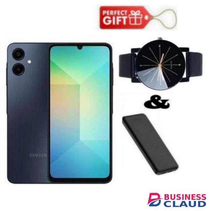 Samsung Galaxy A06, 6.7", 64GB + 4GB RAM (Dual SIM), 5000mAh, Black + Power Bank & Web Watch