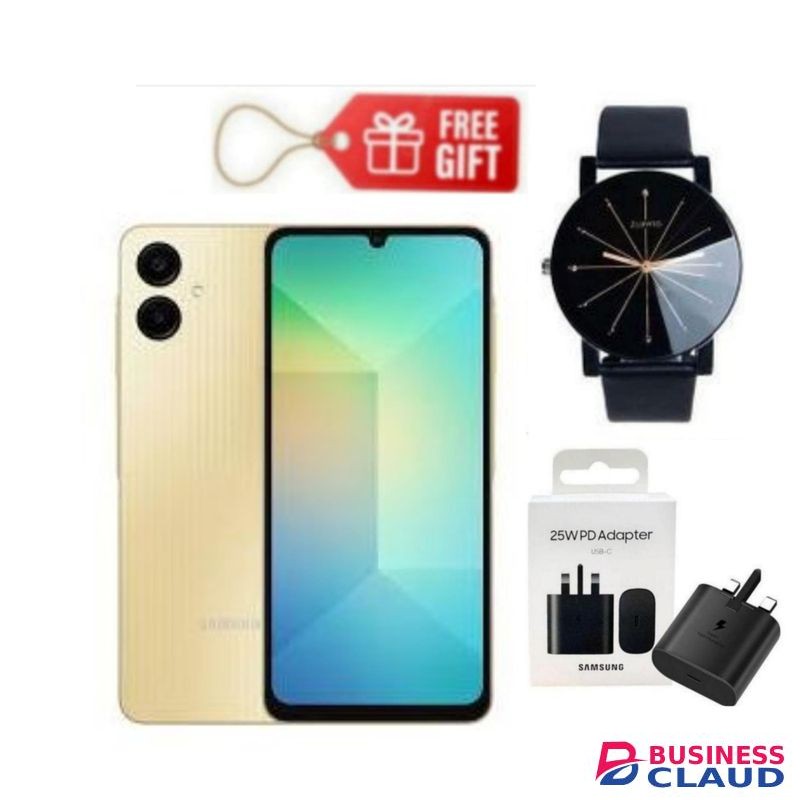 Samsung Galaxy A06, 6.7", 64GB + 4GB RAM (Dual SIM), 5000mAh Gold + Web Watch & Charging Adapter